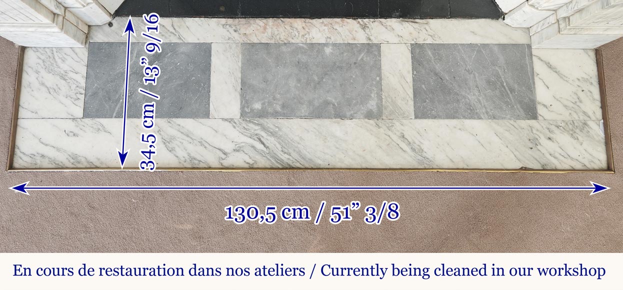 Cheminée de style Louis XVI en marbre de Carrare veiné Cheminée de style Louis XVI en marbre de Carrare veiné-7