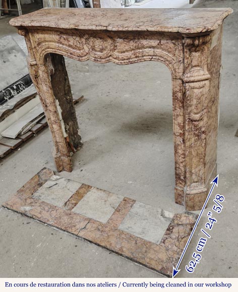 Cheminée de style Louis XV modèle Pompadour, en marbre type brocatelle Cheminée de style Louis XV modèle Pompadour, en marbre type brocatelle-5