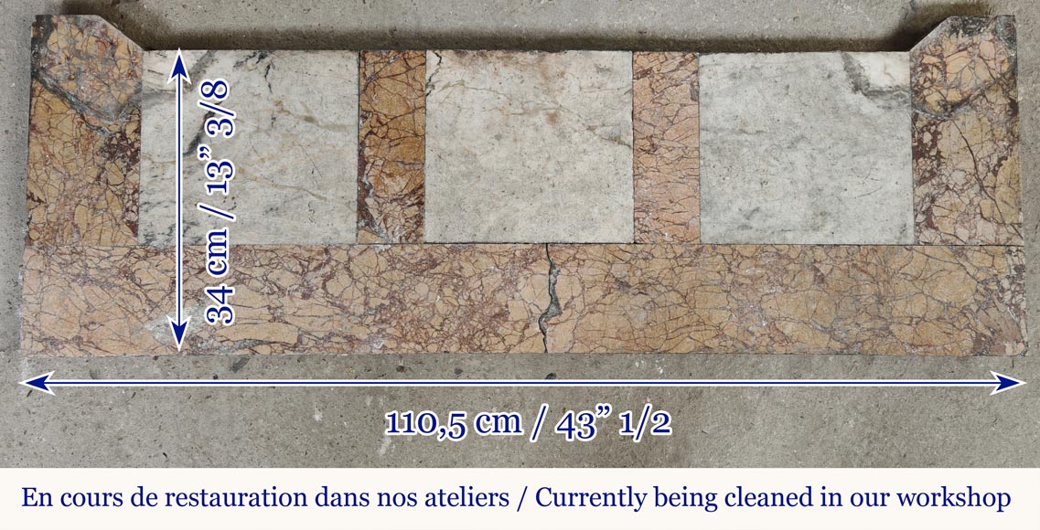 Cheminée de style Louis XV modèle Pompadour, en marbre type brocatelle Cheminée de style Louis XV modèle Pompadour, en marbre type brocatelle-8