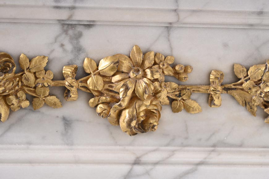 Cheminée de style Louis XVI en marbre de Carrare et bronze doré Cheminée de style Louis XVI en marbre de Carrare et bronze doré-13