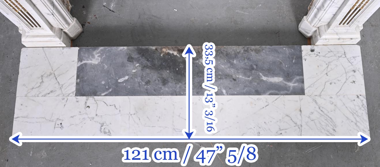 Cheminée de style Louis XVI en marbre de Carrare et bronze doré Cheminée de style Louis XVI en marbre de Carrare et bronze doré-15