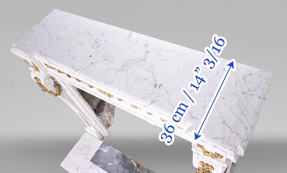 Cheminée de style Louis XVI en marbre de Carrare et bronze doré Cheminée de style Louis XVI en marbre de Carrare et bronze doré-16