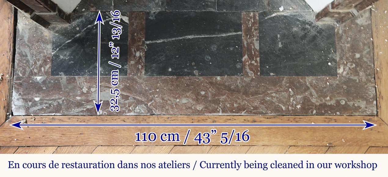 Cheminée de style Louis XV modèle Pompadour plate, en marbre rouge du Nord Cheminée de style Louis XV modèle Pompadour plate, en marbre rouge du Nord-7