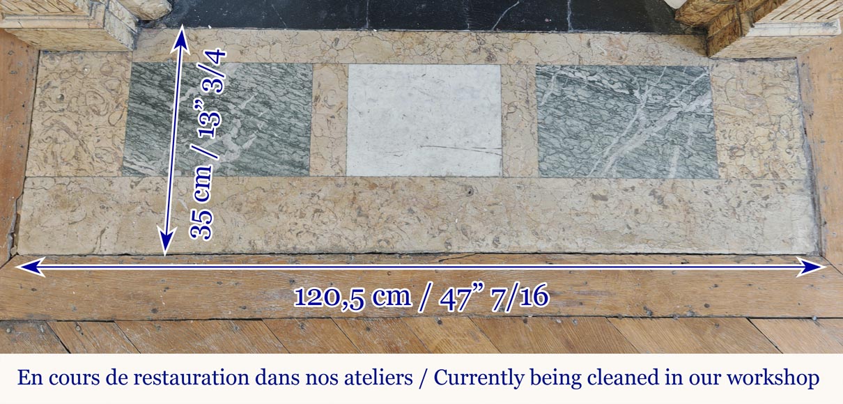 Cheminée moulurée de style Louis XVI, en marbre jaune Cheminée moulurée de style Louis XVI, en marbre jaune-6