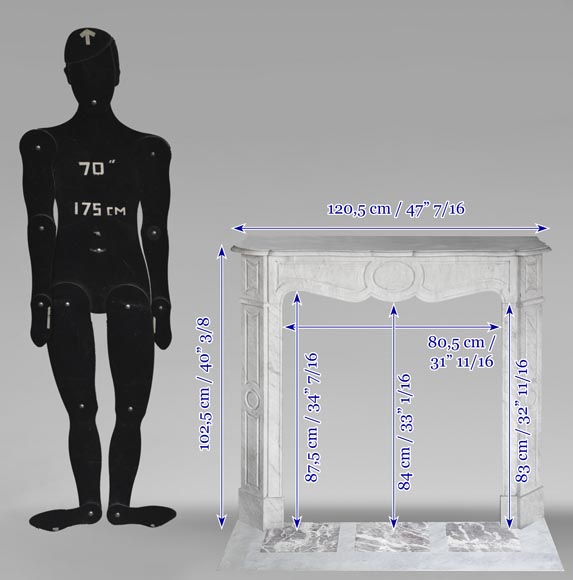 Cheminée de style Louis XV modèle Pompadour, en marbre bleu turquin clair Cheminée de style Louis XV modèle Pompadour, en marbre bleu turquin clair-9