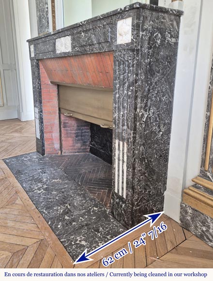 Cheminée Louis XVI d'époque bicolore, en gris Saint Anne statuaire Cheminée Louis XVI d'époque bicolore, en gris Saint Anne statuaire-3