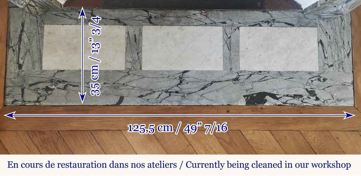 Cheminée de style Louis XV modèle Pompadour, en marbre bleu fleuri Cheminée de style Louis XV modèle Pompadour, en marbre bleu fleuri-8