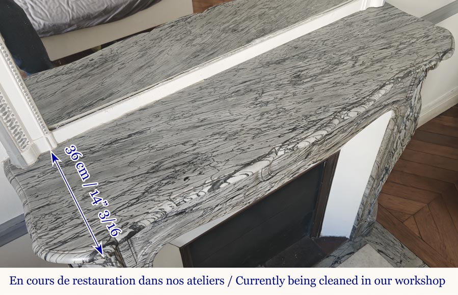 Cheminée de style Louis XV modèle Pompadour, en marbre bleu fleuri Cheminée de style Louis XV modèle Pompadour, en marbre bleu fleuri-9