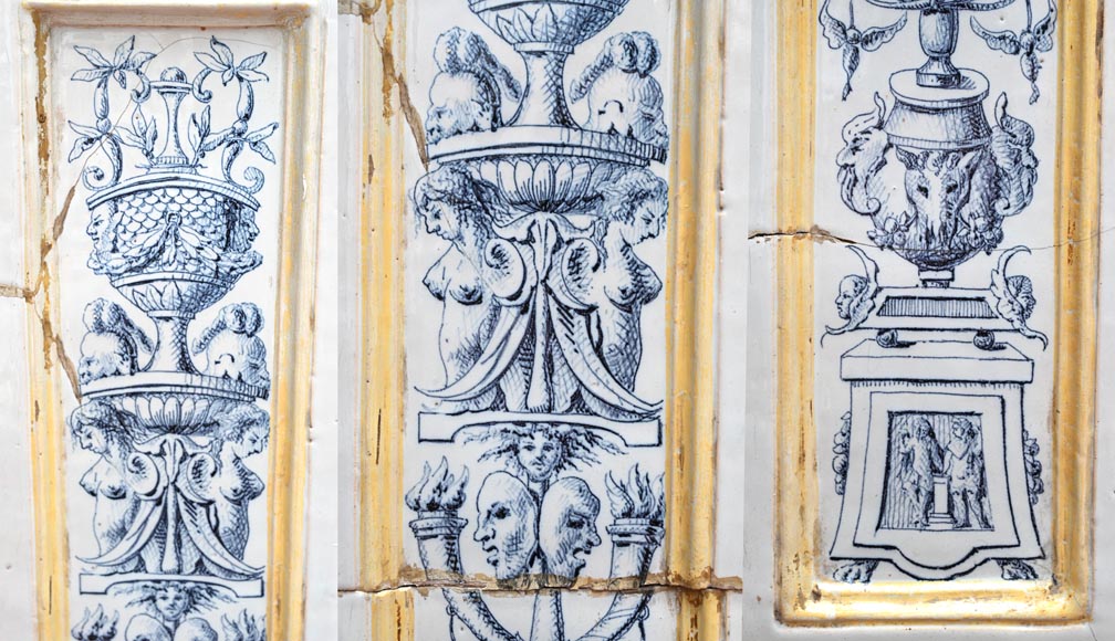 Cheminée en faïence de style Louis XVI, travail italien de la fin du XIXᵉ siècle Cheminée en faïence de style Louis XVI, travail italien de la fin du XIXᵉ siècle-5