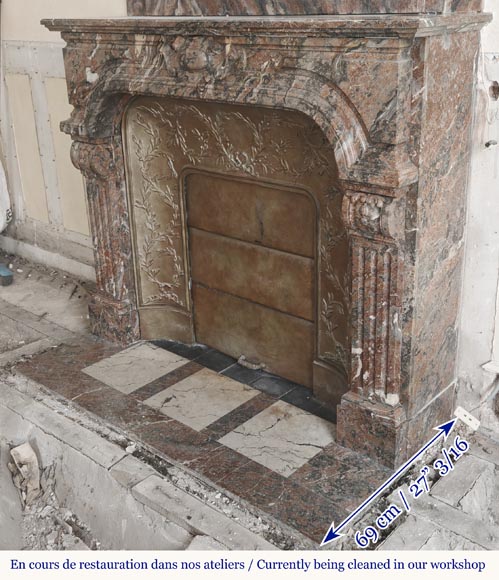 Cheminée de style Régence en marbre Rouge Royal Cheminée de style Régence en marbre Rouge Royal-3