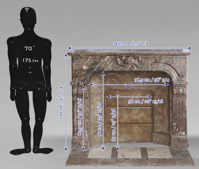 Cheminée de style Régence en marbre Rouge Royal Cheminée de style Régence en marbre Rouge Royal-8