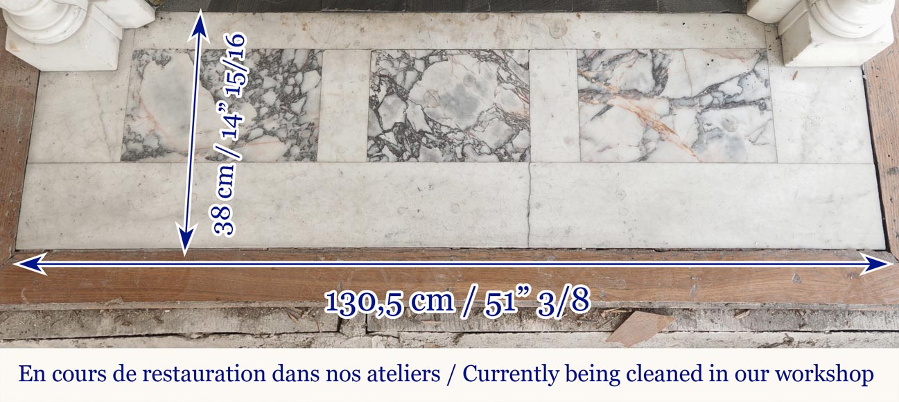 Cheminée de style Louis XVI à demi colonne corinthien, en marbre demi statuaire Cheminée de style Louis XVI à demi colonne corinthien, en marbre demi statuaire-11