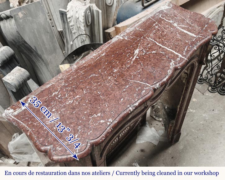 Cheminée de style Louis XV modèle Pompadour, en marbre Campan rouge Cheminée de style Louis XV modèle Pompadour, en marbre Campan rouge-7