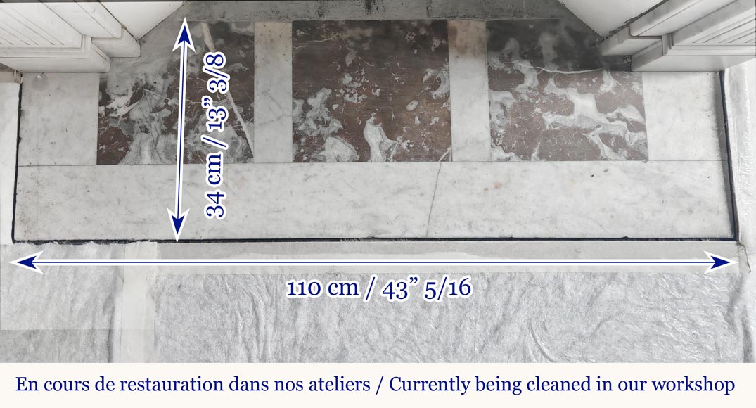 Cheminée de style Louis XVI en marbre de Carrare, décorée d'une fleur de tournesol Cheminée de style Louis XVI en marbre de Carrare, décorée d'une fleur de tournesol-8