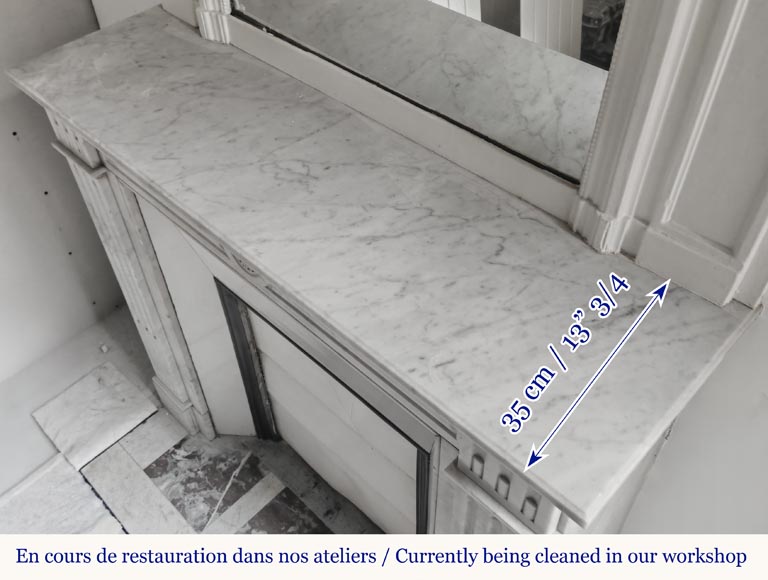 Cheminée de style Louis XVI en marbre de Carrare, décorée d'une fleur de tournesol Cheminée de style Louis XVI en marbre de Carrare, décorée d'une fleur de tournesol-9
