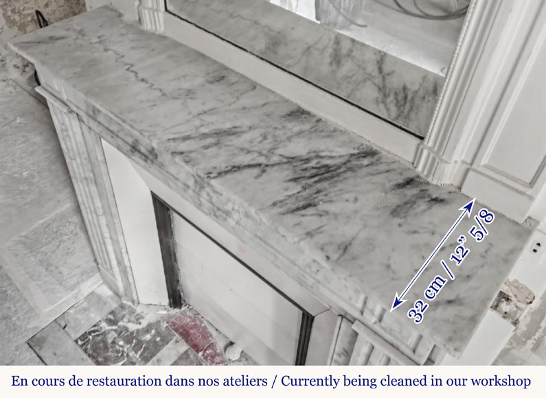 Cheminée de style Louis XVI en marbre de Carrare, à décore mouluré Cheminée de style Louis XVI en marbre de Carrare, à décore mouluré-8