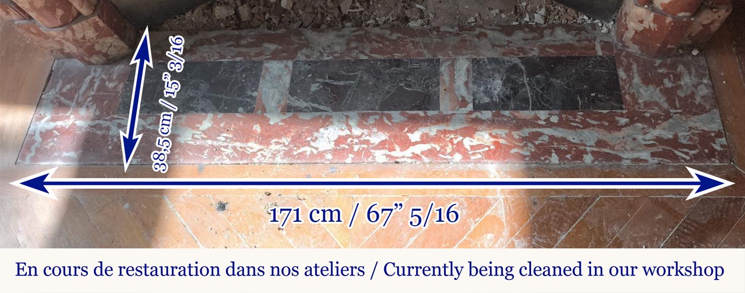 Cheminée de style Louis XIV à acrotères, en marbre Rouge du Languedoc Cheminée de style Louis XIV à acrotères, en marbre Rouge du Languedoc-9