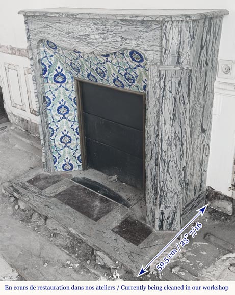 Cheminée de style Louis XV modèle Pompadour, en marbre Bleu Fleuri Cheminée de style Louis XV modèle Pompadour, en marbre Bleu Fleuri-4