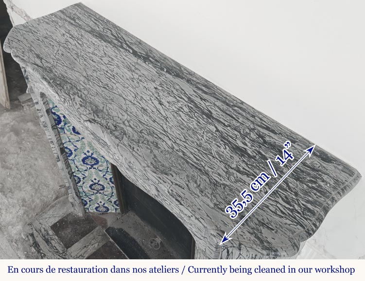 Cheminée de style Louis XV modèle Pompadour, en marbre Bleu Fleuri Cheminée de style Louis XV modèle Pompadour, en marbre Bleu Fleuri-10