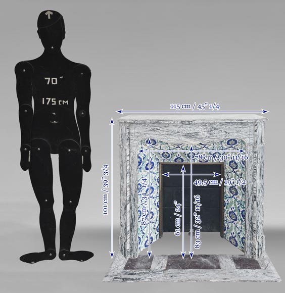 Cheminée de style Louis XV modèle Pompadour, en marbre Bleu Fleuri Cheminée de style Louis XV modèle Pompadour, en marbre Bleu Fleuri-11