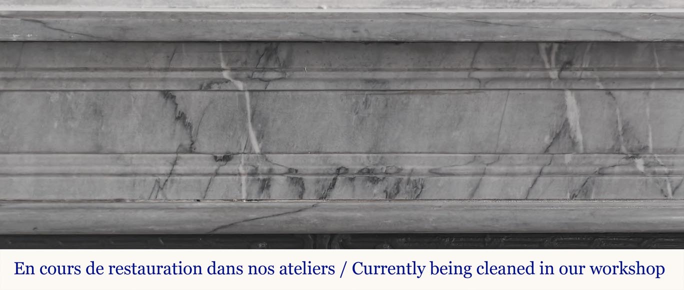 Cheminée de style Louis XVI en marbre bleu turquin Cheminée de style Louis XVI en marbre bleu turquin-1