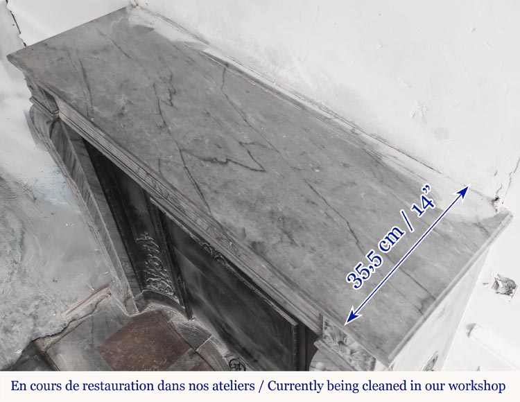 Cheminée de style Louis XVI en marbre bleu turquin Cheminée de style Louis XVI en marbre bleu turquin-10