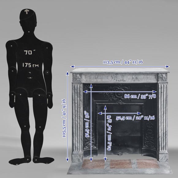 Cheminée de style Louis XVI en marbre bleu turquin Cheminée de style Louis XVI en marbre bleu turquin-11