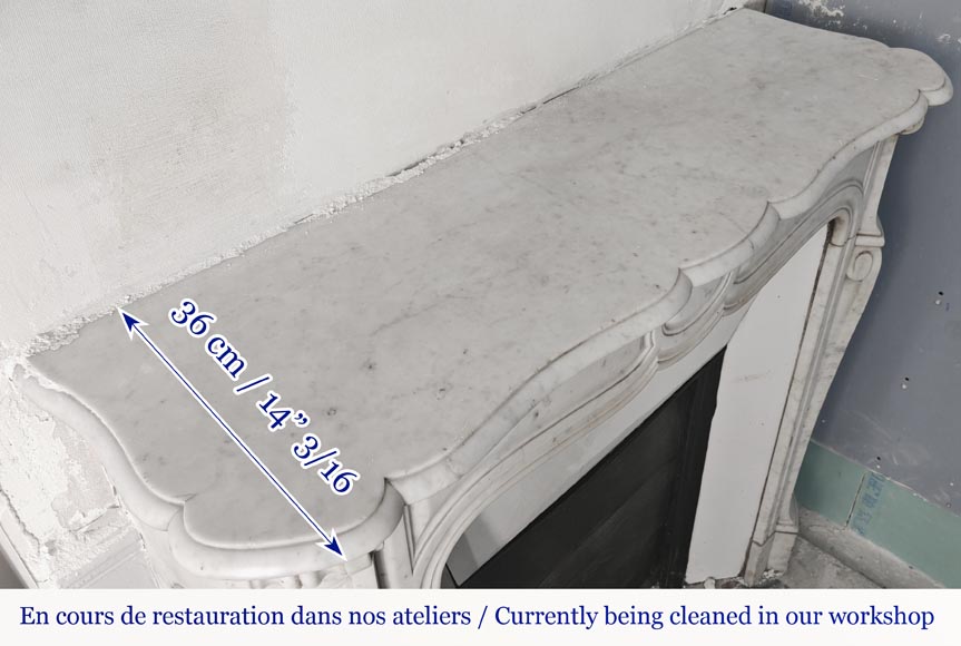 Cheminée de style Louis XV modèle Pompadour, en marbre de Carrare Cheminée de style Louis XV modèle Pompadour, en marbre de Carrare-7