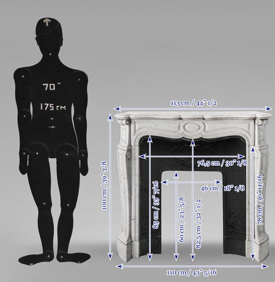 Cheminée de style Louis XV modèle Pompadour, en marbre de Carrare Cheminée de style Louis XV modèle Pompadour, en marbre de Carrare-8