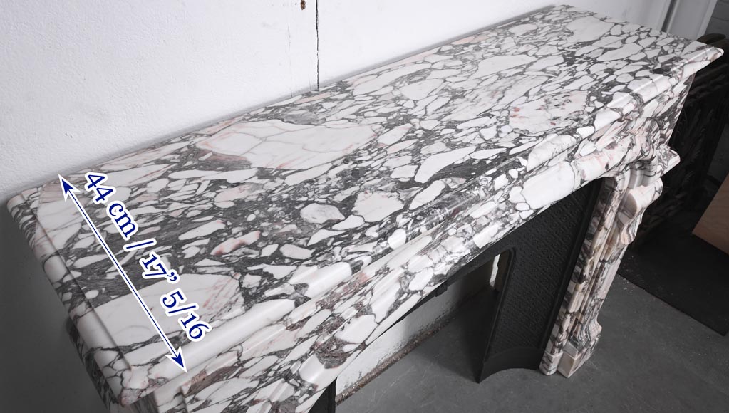 Cheminée de style Régence en marbre brèche violette Cheminée de style Régence en marbre brèche violette-10