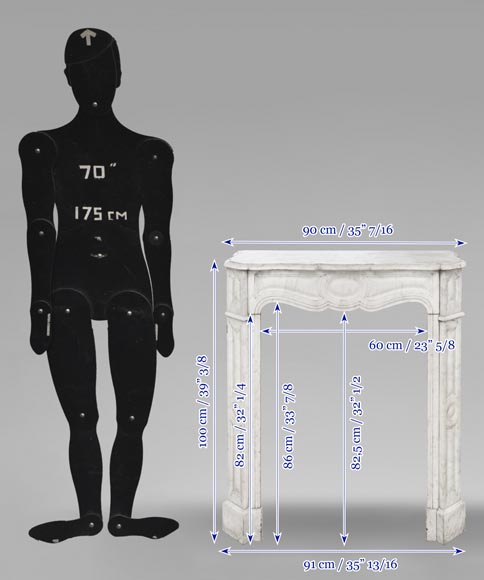 Cheminée de style Louis XV modèle Pompadour, en marbre de Carrare Cheminée de style Louis XV modèle Pompadour, en marbre de Carrare-9