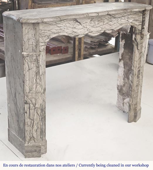 Cheminée de style Louis XV modèle Pompadour, en marbre bleu fleuri Cheminée de style Louis XV modèle Pompadour, en marbre bleu fleuri-2