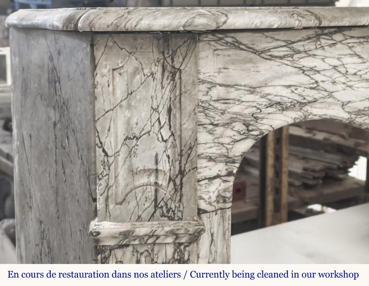 Cheminée de style Louis XV modèle Pompadour, en marbre bleu fleuri Cheminée de style Louis XV modèle Pompadour, en marbre bleu fleuri-3