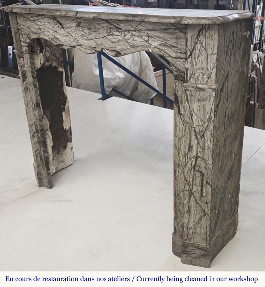 Cheminée de style Louis XV modèle Pompadour, en marbre bleu fleuri Cheminée de style Louis XV modèle Pompadour, en marbre bleu fleuri-5