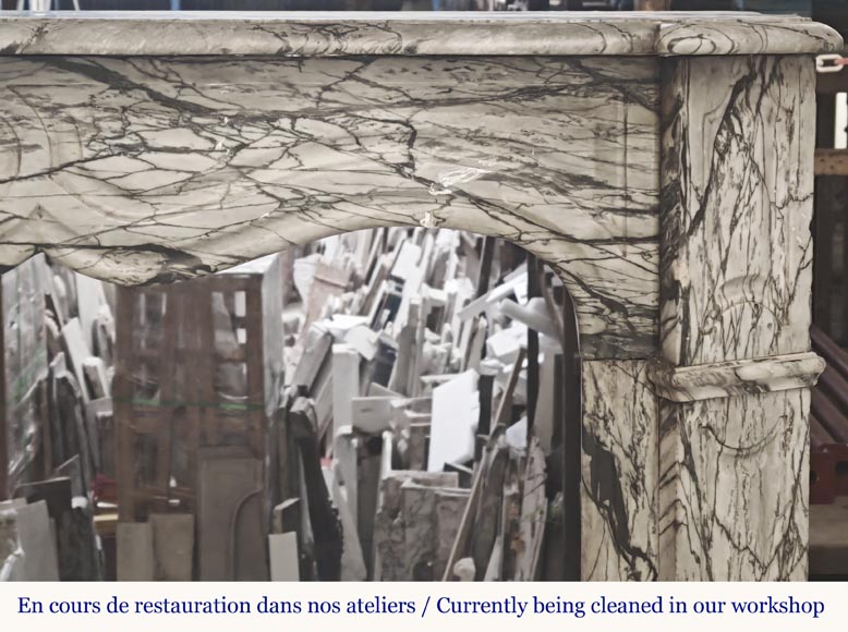 Cheminée de style Louis XV modèle Pompadour, en marbre bleu fleuri Cheminée de style Louis XV modèle Pompadour, en marbre bleu fleuri-6