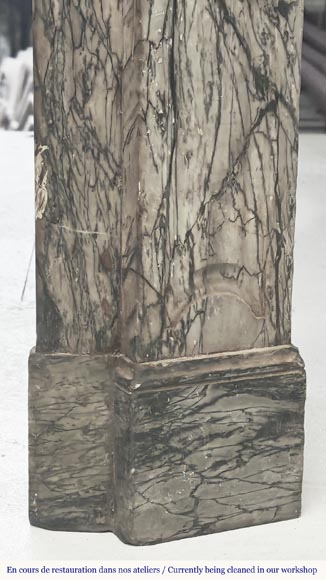 Cheminée de style Louis XV modèle Pompadour, en marbre bleu fleuri Cheminée de style Louis XV modèle Pompadour, en marbre bleu fleuri-7