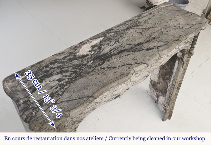 Cheminée de style Louis XV modèle Pompadour, en marbre bleu fleuri Cheminée de style Louis XV modèle Pompadour, en marbre bleu fleuri-8