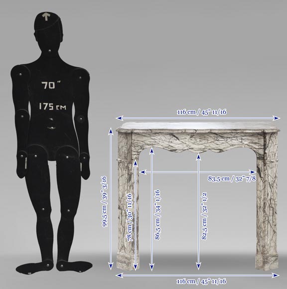 Cheminée de style Louis XV modèle Pompadour, en marbre bleu fleuri Cheminée de style Louis XV modèle Pompadour, en marbre bleu fleuri-9