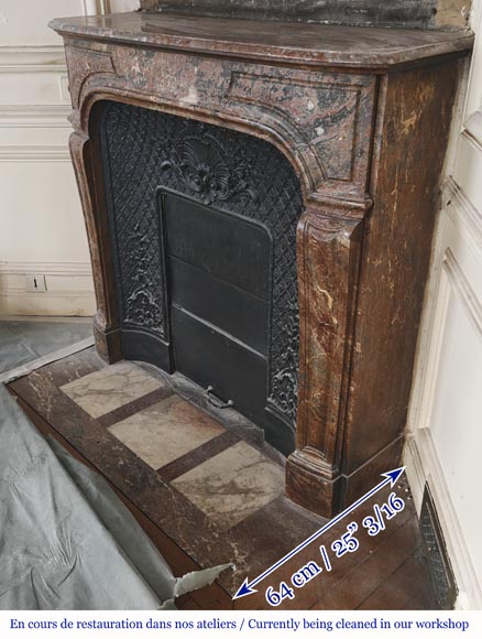 Cheminée de style Régence en marbre rouge Cheminée de style Régence en marbre rouge-4