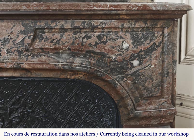 Cheminée de style Régence en marbre rouge Cheminée de style Régence en marbre rouge-5