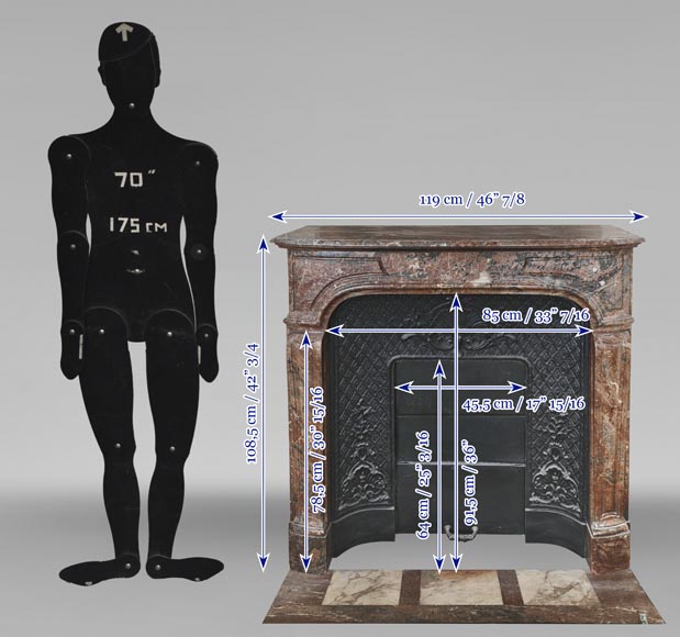 Cheminée de style Régence en marbre rouge Cheminée de style Régence en marbre rouge-9