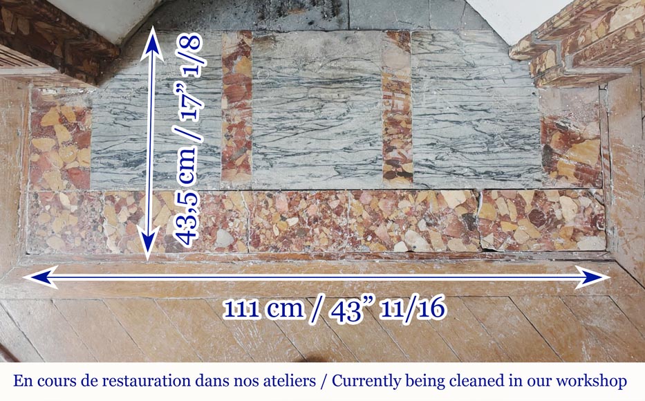 Cheminée cannelée de style Louis XVI, en marbre Brèche d'Alep rouge Cheminée cannelée de style Louis XVI, en marbre Brèche d'Alep rouge-6