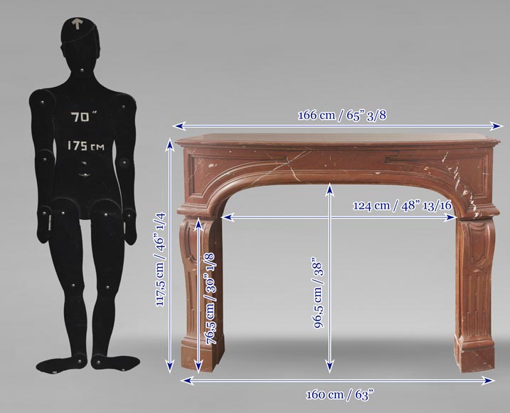 Cheminée de style Régence en marbre Rouge Cheminée de style Régence en marbre Rouge-8