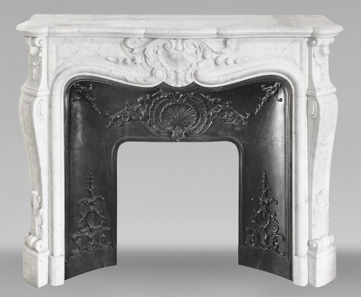 Cheminée de style Louis XV en marbre de Carrare Cheminée de style Louis XV en marbre de Carrare-0