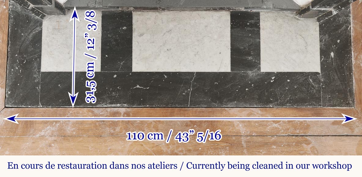 Cheminée de style Louis XV modèle Pompadour en marbre noir moucheté Cheminée de style Louis XV modèle Pompadour en marbre noir moucheté-8