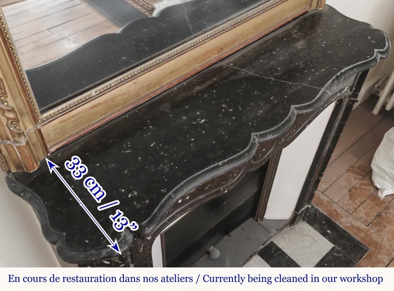 Cheminée de style Louis XV modèle Pompadour en marbre noir moucheté Cheminée de style Louis XV modèle Pompadour en marbre noir moucheté-9