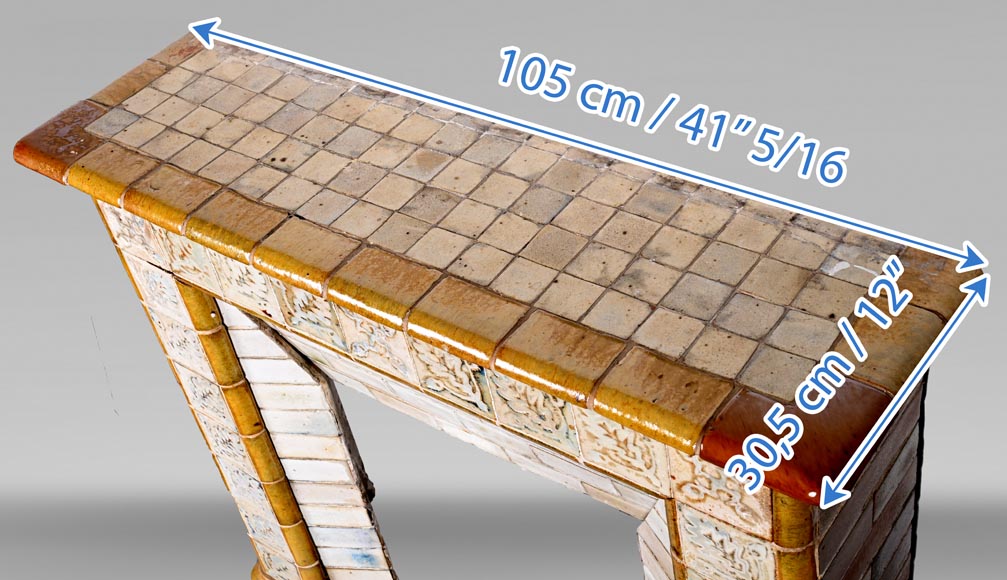 Cheminée en grès émaillé, signée “Grès de Bigot”, Cheminée en grès émaillé, signée “Grès de Bigot”, -9