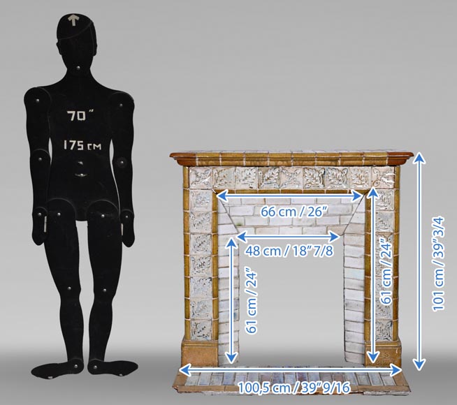 Cheminée en grès émaillé, signée “Grès de Bigot”, Cheminée en grès émaillé, signée “Grès de Bigot”, -10