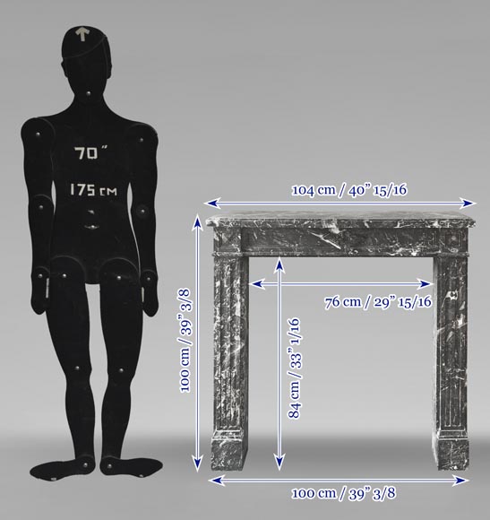 Cheminée d'époque Louis XVI en marbre gris Saint Anne Cheminée d'époque Louis XVI en marbre gris Saint Anne-7