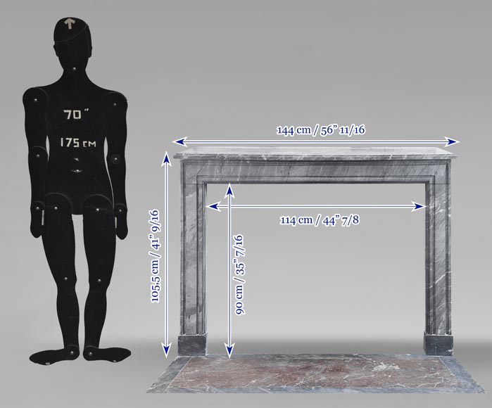 Cheminée d'époque Louis XVI en marbre bleu turquin, au décor de moulure Cheminée d'époque Louis XVI en marbre bleu turquin, au décor de moulure-10